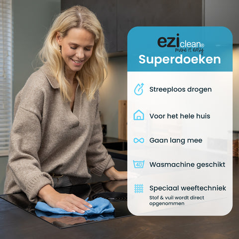 Eziclean® 4x Superdoek – Snel, Streeploos, Super Schoon